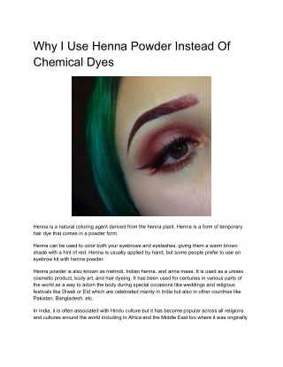 why i use henna powder instead of chemical dyes