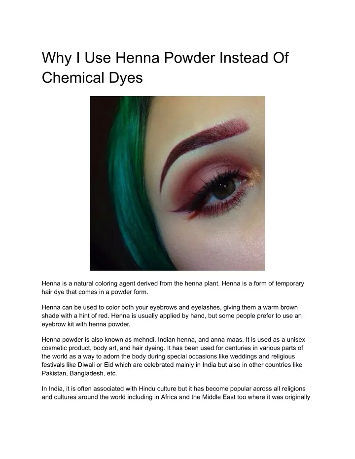 why i use henna powder instead of chemical dyes