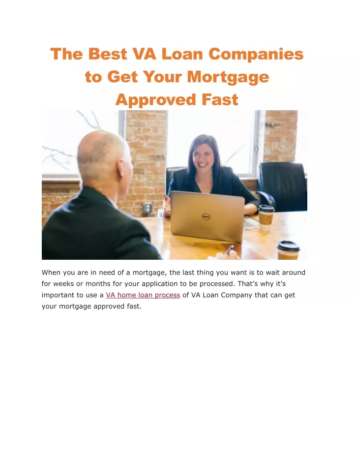 the best va loan companies to get your mortgage