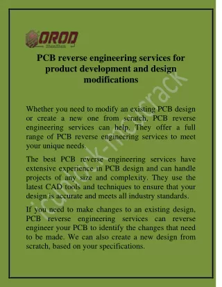 PCB reverse engineering services