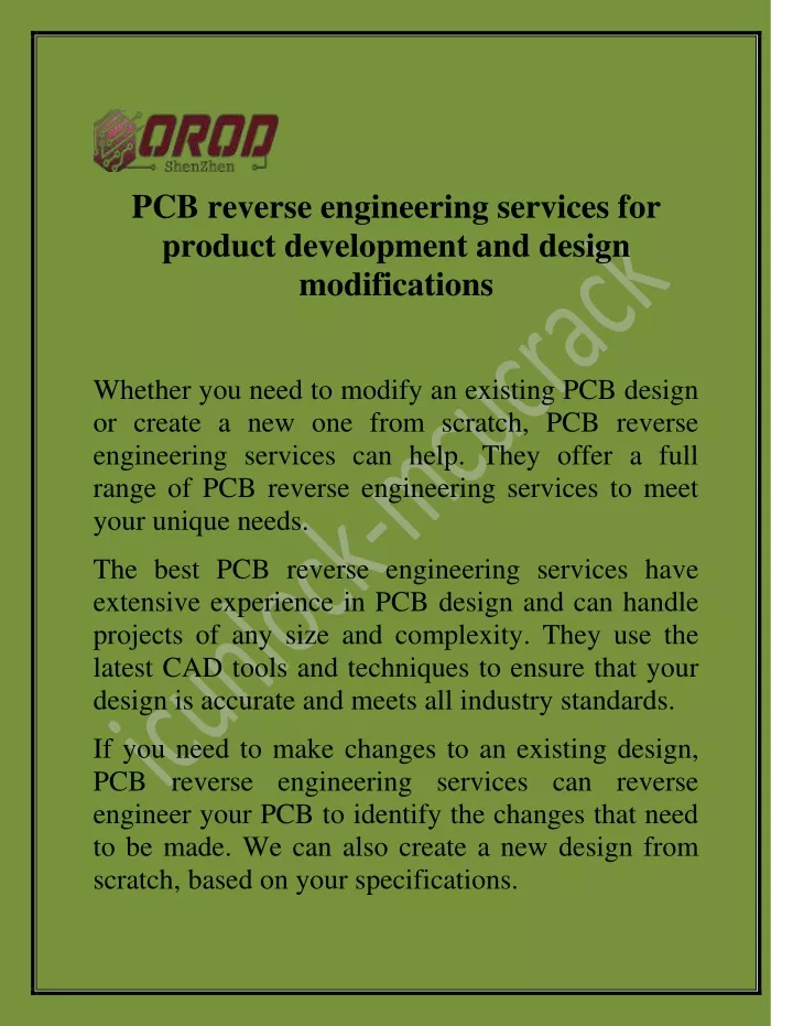 pcb reverse engineering services for product