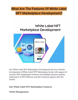 What Are The Features Of White Label NFT Marketplace Development?