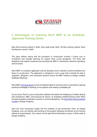 5 advantages of learning revit mep at an autodesk
