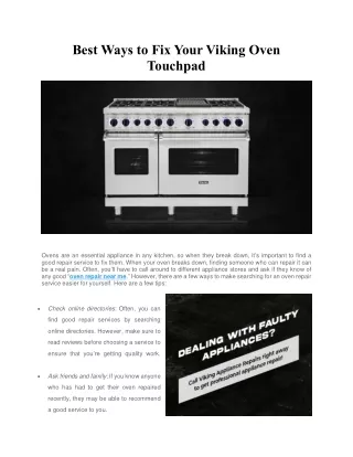 Best Ways to Fix Your Viking Oven Touchpad