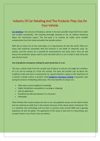 industry of car detailing and the products they