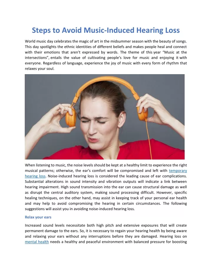 steps to avoid music induced hearing loss