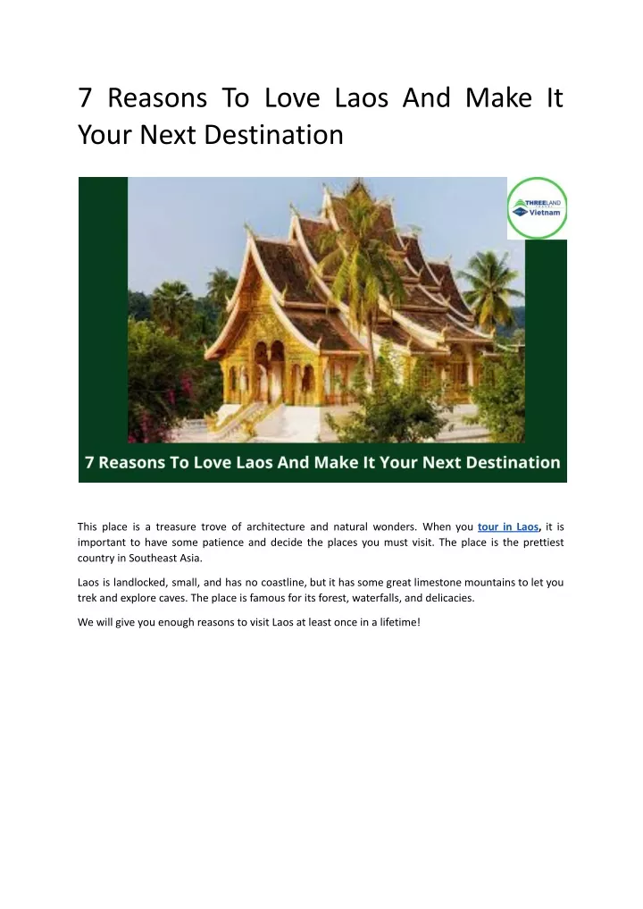 7 reasons to love laos and make it your next