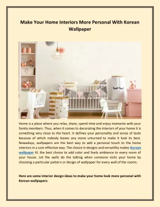 Make Your Home Interiors More Personal With Korean Wallpaper