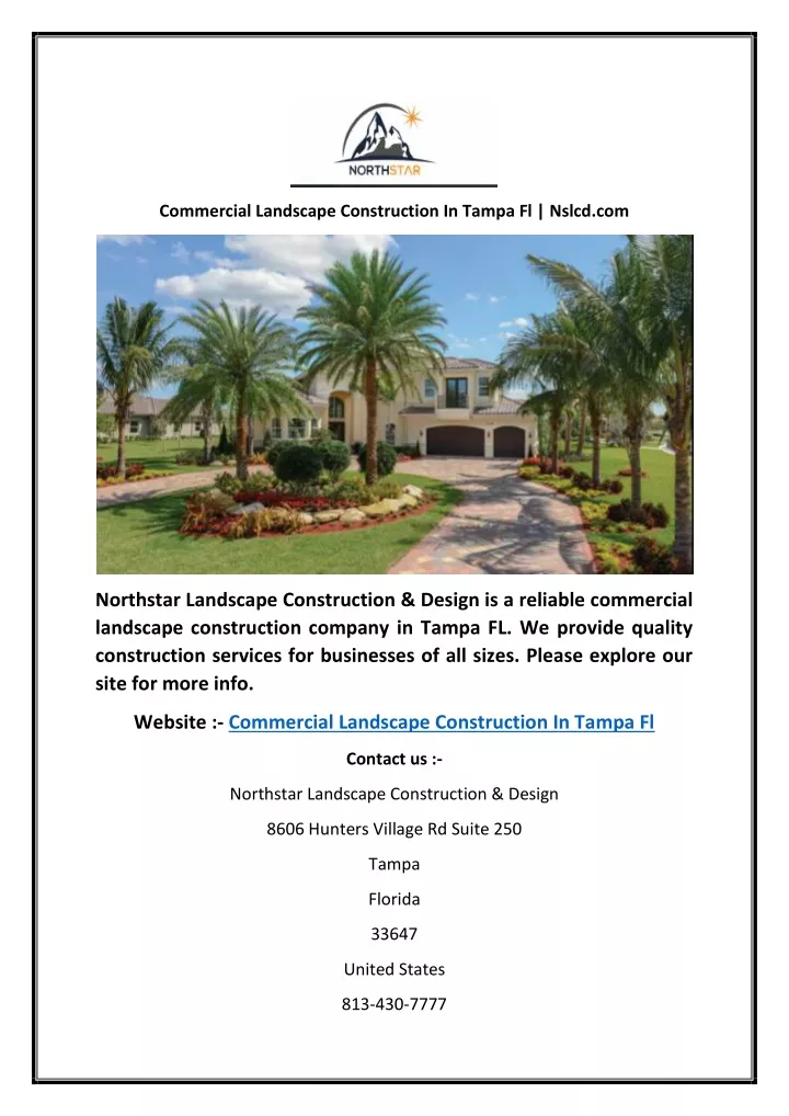 commercial landscape construction in tampa