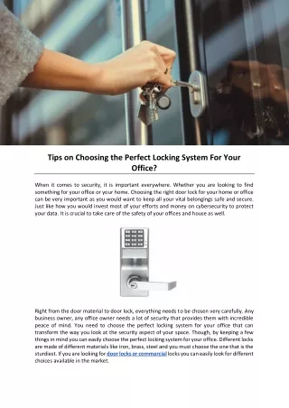 tips on choosing the perfect locking system