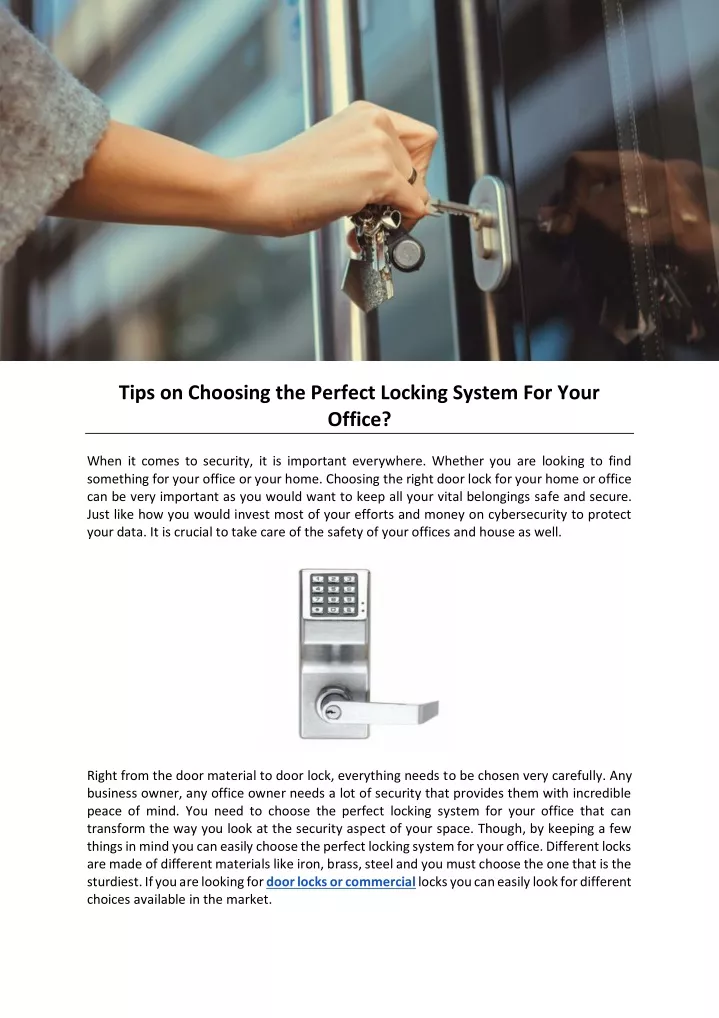 tips on choosing the perfect locking system
