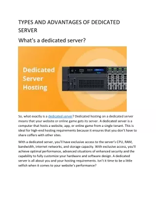 types and advantages of dedicated server what