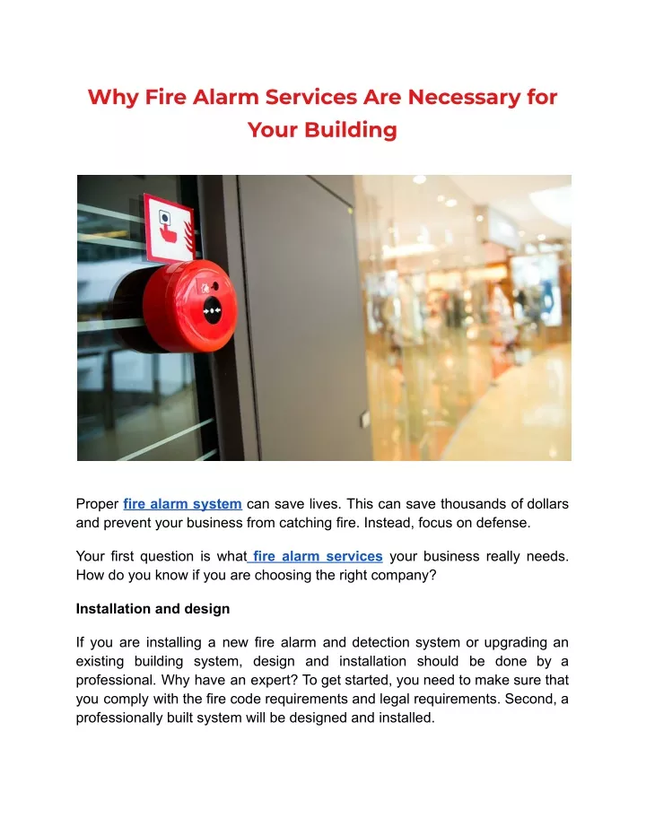 why fire alarm services are necessary for your