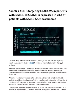 sanofi s adc is targeting ceacam5 in patients