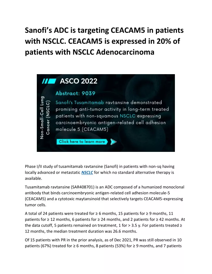 sanofi s adc is targeting ceacam5 in patients