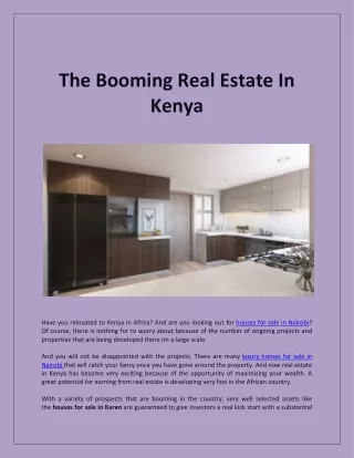 The Booming Real Estate In Kenya