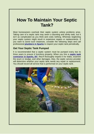 how to maintain your septic tank