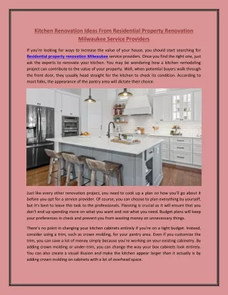 Kitchen Renovation Ideas From Residential Property Renovation Milwaukee Service Providers