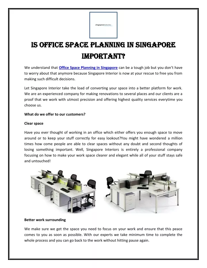 is office space planning in singapore is office