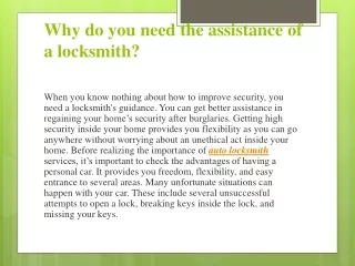 Advantages of Auto locksmith