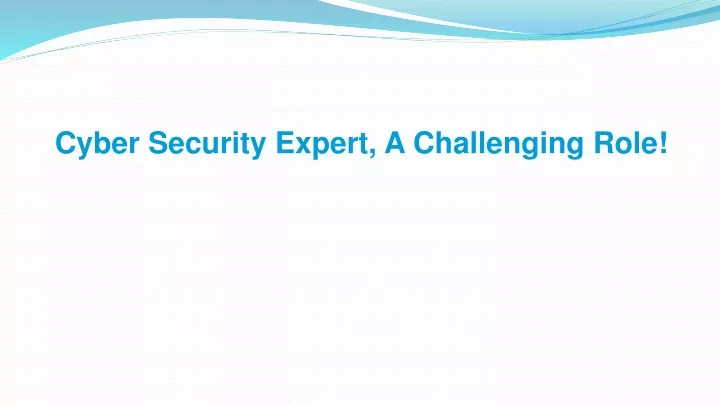 cyber security expert a challenging role