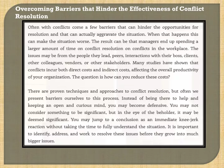overcoming barriers that hinder the effectiveness