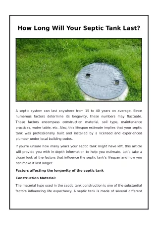 how long will your septic tank last