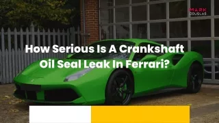 How Serious Is A Crankshaft Oil Seal Leak In Ferrari