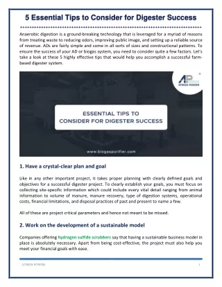 5 essential tips to consider for digester success