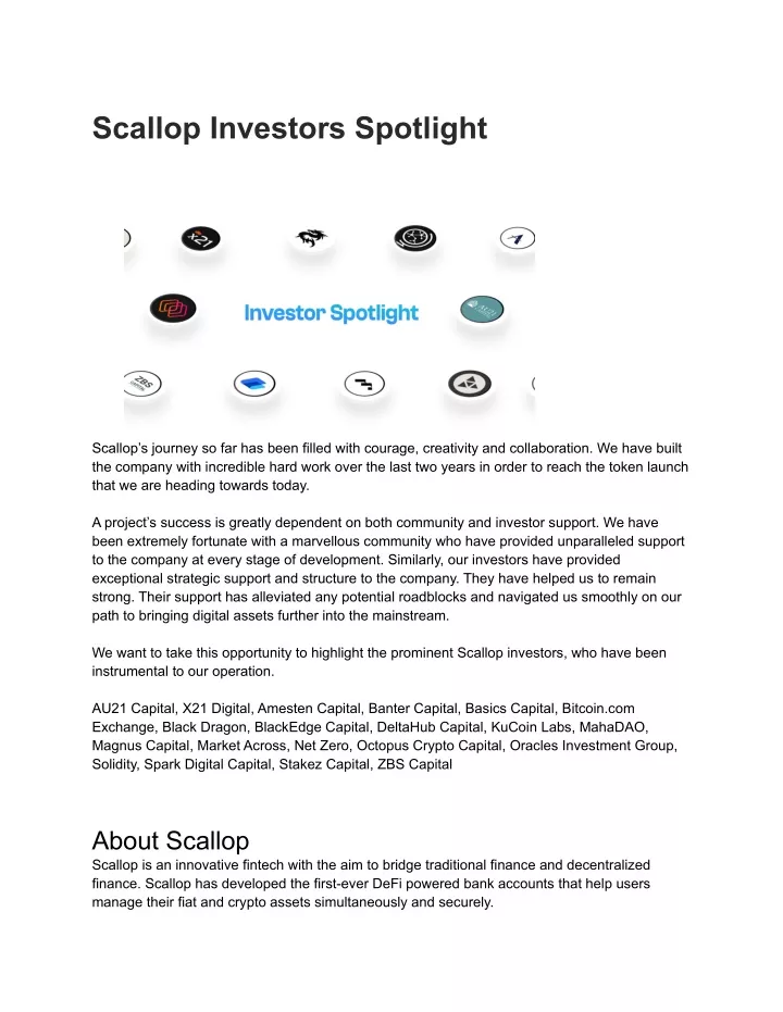 scallop investors spotlight