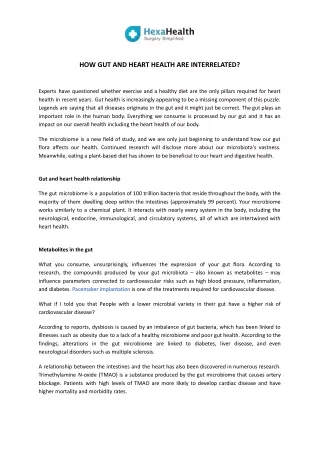Know How Gut & Heart Health Are Interrelated? | HexaHealth