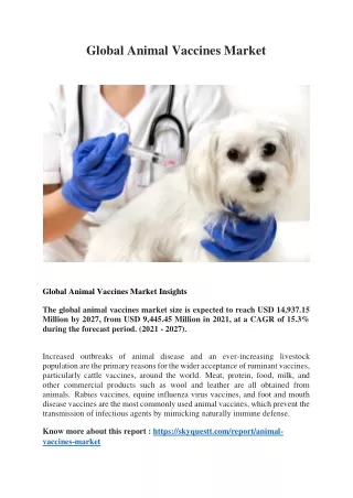 global animal vaccines market