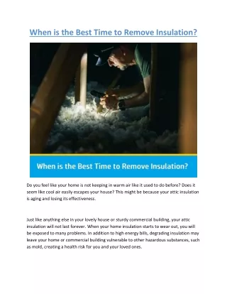 When is the Best Time to Remove Insulation