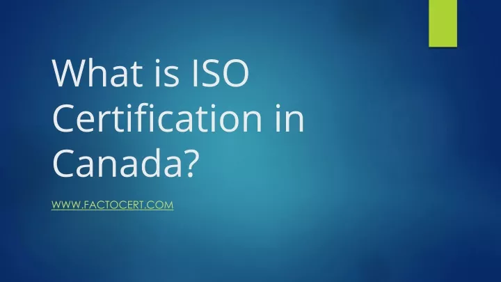 what is iso certification in canada