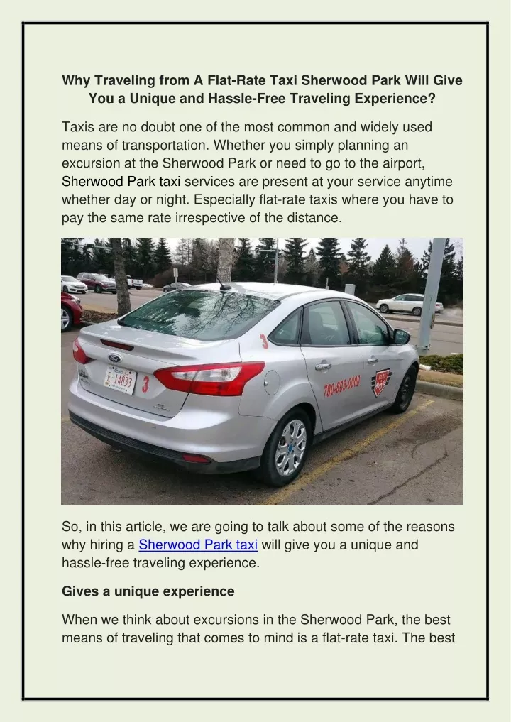 why traveling from a flat rate taxi sherwood park