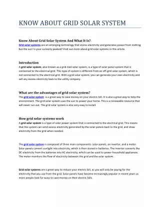 know about grid solar system