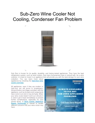 Sub-Zero Wine Cooler Not Cooling, Condenser Fan Problem