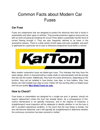 Common Facts about Modern Car Fuses