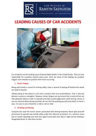 LEADING CAUSES OF CAR ACCIDENTS