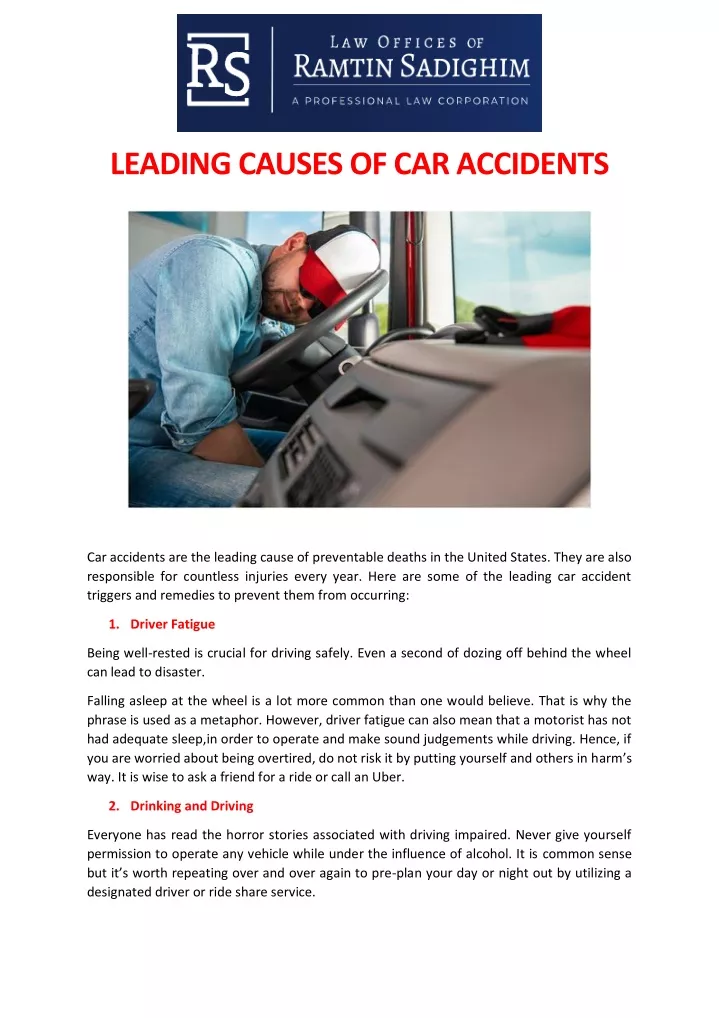 leading causes of car accidents