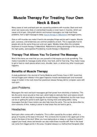 Muscle Therapy For Treating Your Own Neck & Back