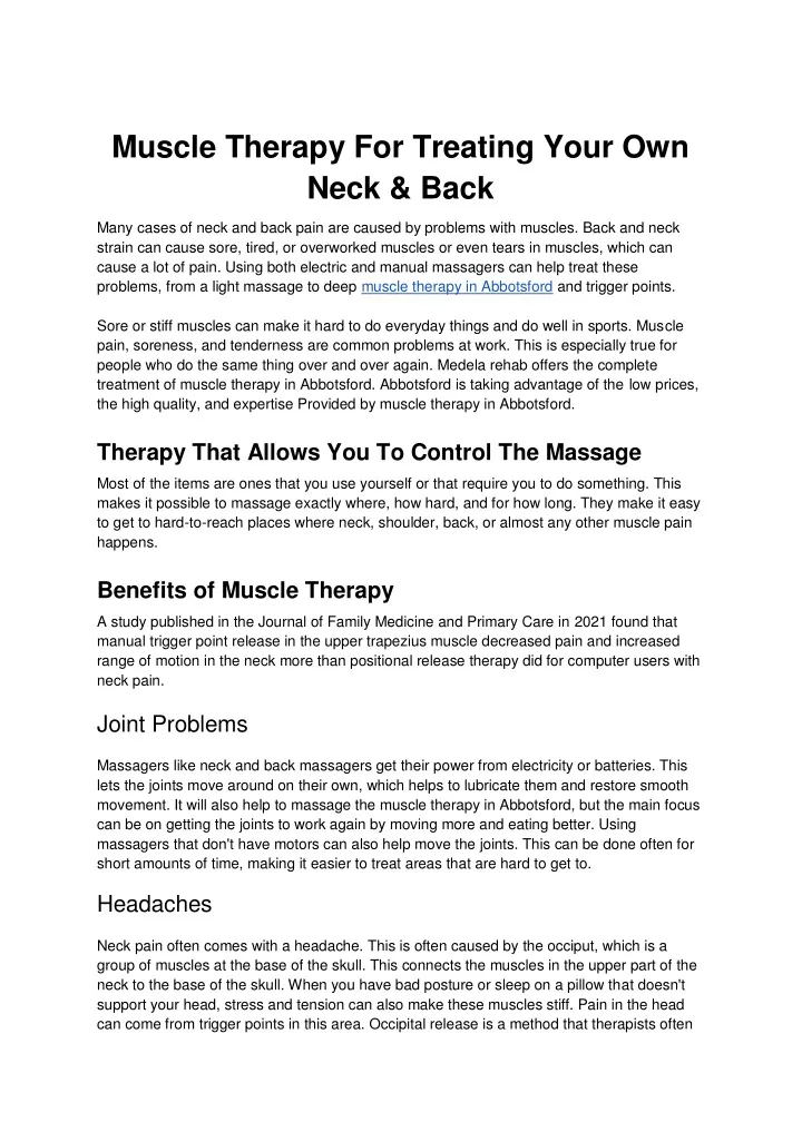 muscle therapy for treating your own neck back