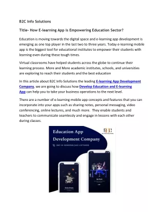 How E-learning App is Empowering Education Sector?