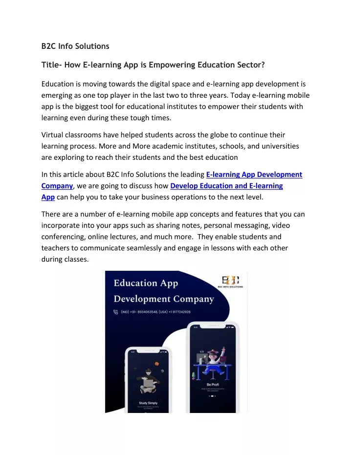 b2c info solutions title how e learning