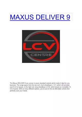 MAXUS DELIVER 9----LCV Centre Ltd
