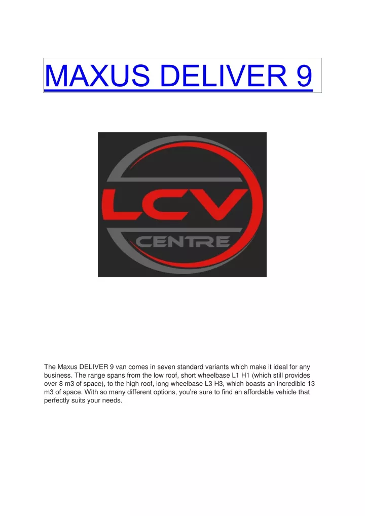 maxus deliver 9