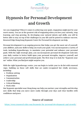 Hypnosis for Personal Development and Growth