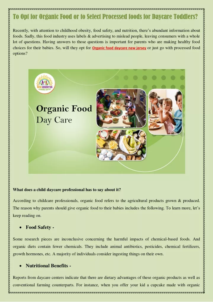 to opt for organic food or to select processed