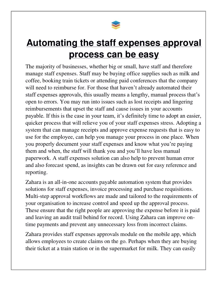 automating the staff expenses approval process