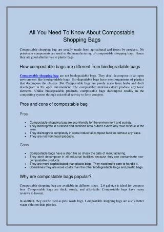 All You Need To Know About Compostable Shopping Bags